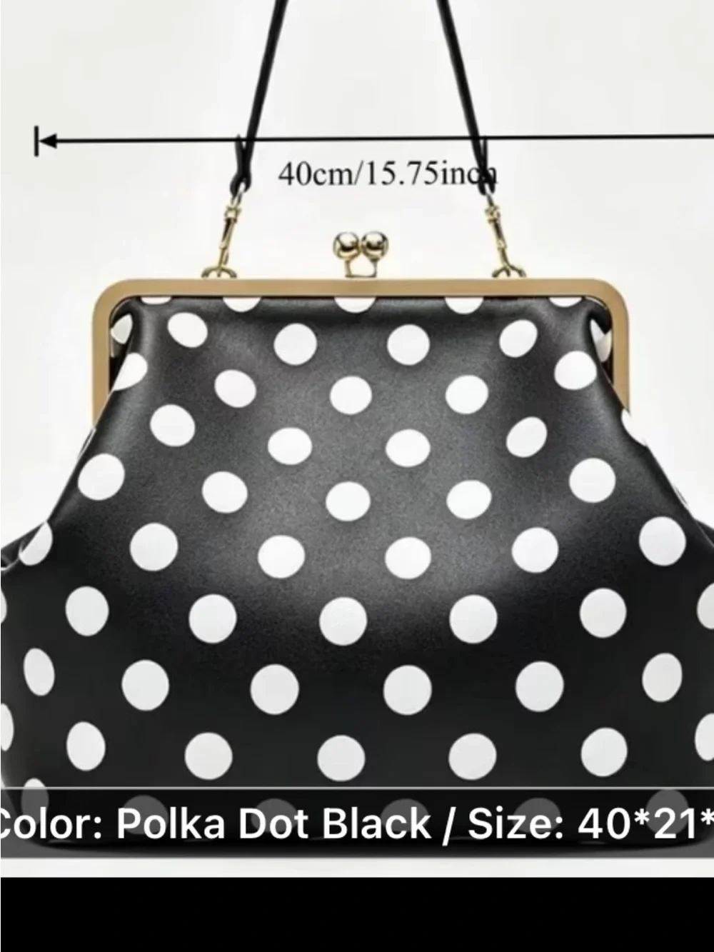 Black and White Polka Dot Frame-Top Women's Handbag